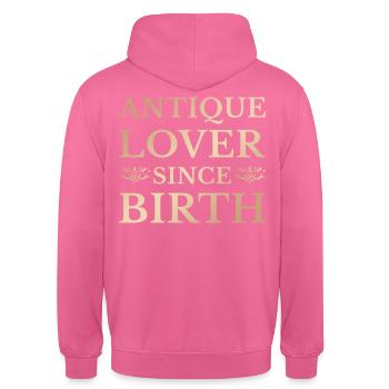 Collectionneur d’antiquités passionné - Vintage Antique - Sweat-shirt à capuche unisexe - rose - Dos - Michal (187cm)