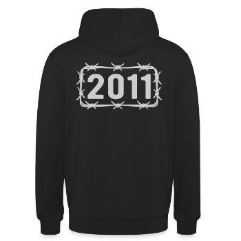 Anniversaire Vintage 2011 fil de fer barbelé - Sweat-shirt à capuche unisexe - noir - Dos - Michal (187cm)