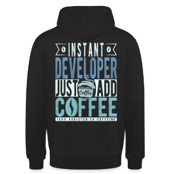 Instant Developer Just Add Coffee - Unisex Hoodie - black - Back - Michal (187cm)