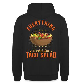 Mit Taco-Salat ist alles besser - Unisex Hoodie - Schwarz - Hinten - Michal (187cm)