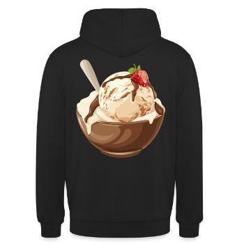 Vanilleeis Mit Schokosoße Genuss - Unisex Hoodie - Schwarz - Hinten - Michal (187cm)