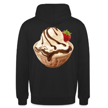 Vanilleeis Mit Schokosoße - Unisex Hoodie - Schwarz - Hinten - Michal (187cm)