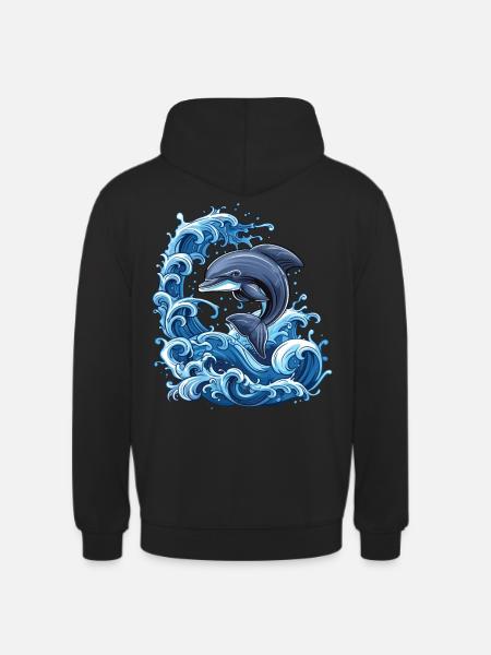 Dolphin, Water, Waves, Ocean - Unisex Hoodie - black