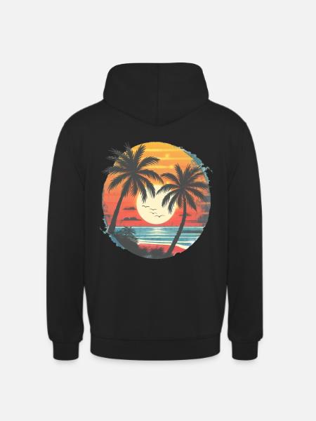 Summer Sunset Palm Trees Silhouette - Unisex Hoodie - black