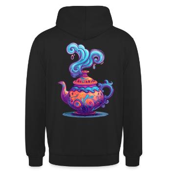 Mystical teapot with enchanting swirls - Unisex Hoodie - black - Back - Michal (187cm)