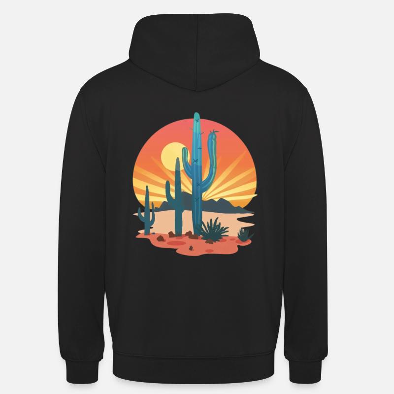 Sunset Cactus Desert Landscape - Unisex Hoodie - black