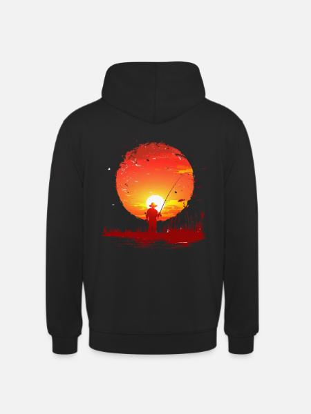 Sunset Fishing Silhouette - Unisex Hoodie - black
