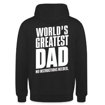 Worlds Greatest Dad Keine Anleitung Nötig - Unisex Hoodie - Schwarz - Hinten - Michal (187cm)