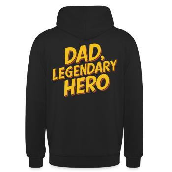 Motif unique de héros légendaire de papa - Sweat-shirt à capuche unisexe - noir - Dos - Michal (187cm)