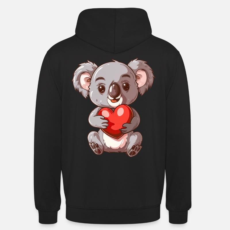 Mignon Koala tenant un coeur avec une expression adorable - Sweat-shirt à capuche unisexe - noir