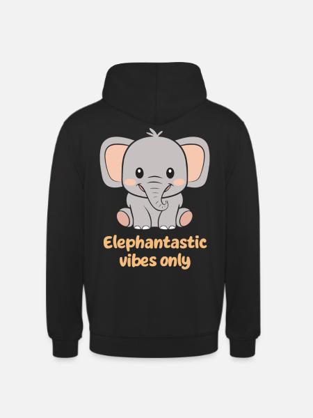 Elephantastic Vibes Only Cute Elephant - Unisex Hoodie - black