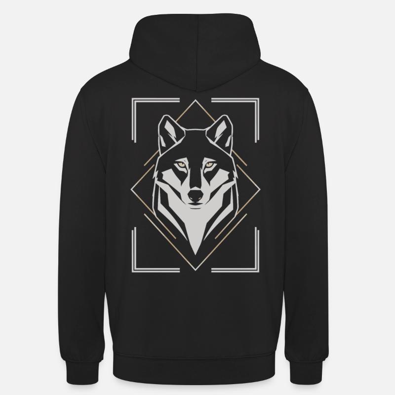 Stylish Wolf Head Geometric - Unisex Hoodie - black