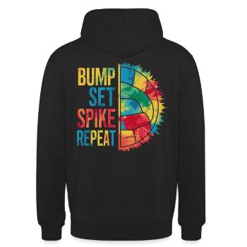 Volleyball Volleyballer Bump Set Spike Repeat - Unisex Hoodie - Schwarz - Hinten - Michal (187cm)