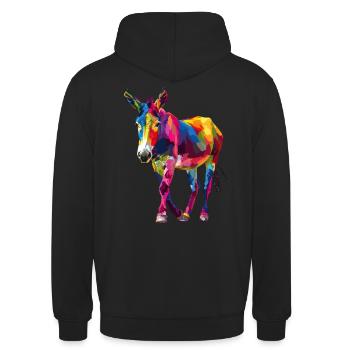 Colorful Donkey Pop Art Style - Unisex Hoodie - black - Back - Michal (187cm)
