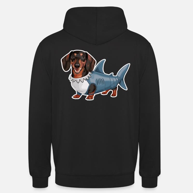 Teckel En Costumes Drôle Requin - Sweat-shirt à capuche unisexe - noir
