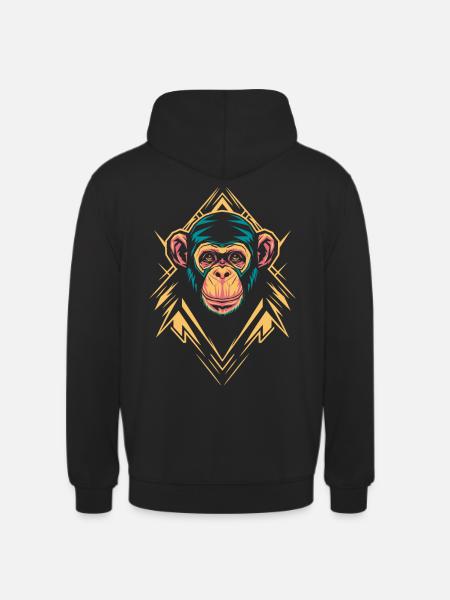 Monkey Head with Geometric Shapes - Unisex Hoodie - black