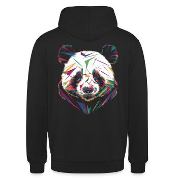 Bunter Panda Kopf Abstrakte Kunst - Unisex Hoodie - Schwarz - Hinten - Michal (187cm)