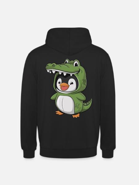 Penguin in Crocodile Costume - Unisex Hoodie - black