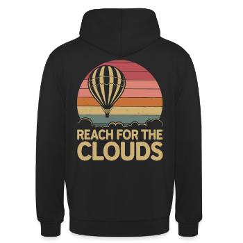 Citation d’inspiration de montgolfière - Reach For The - Sweat-shirt à capuche unisexe - noir - Dos - Michal (187cm)