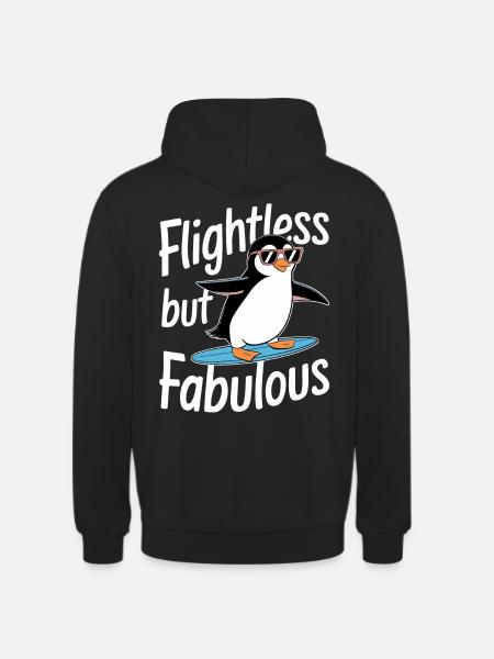 Flightless But Fabulous Penguin Surfer - Unisex Hoodie - black