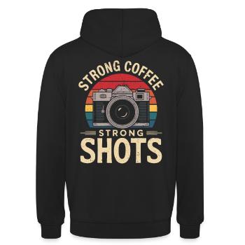 Starker Kaffee Starke Aufnahmen Für Fotografen - Unisex Hoodie - Schwarz - Hinten - Michal (187cm)