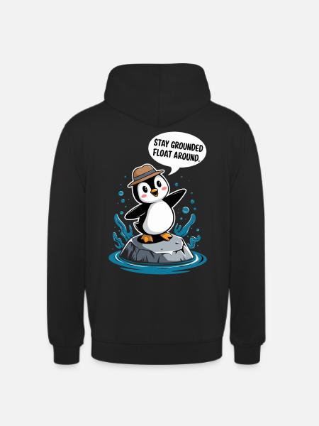 Stay grounded hover around penguin - Unisex Hoodie - black