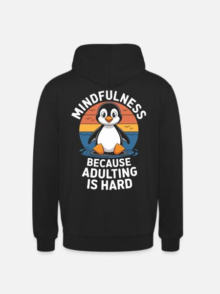 Mindfulness Penguin Adult Challenge - Unisex Hoodie - black