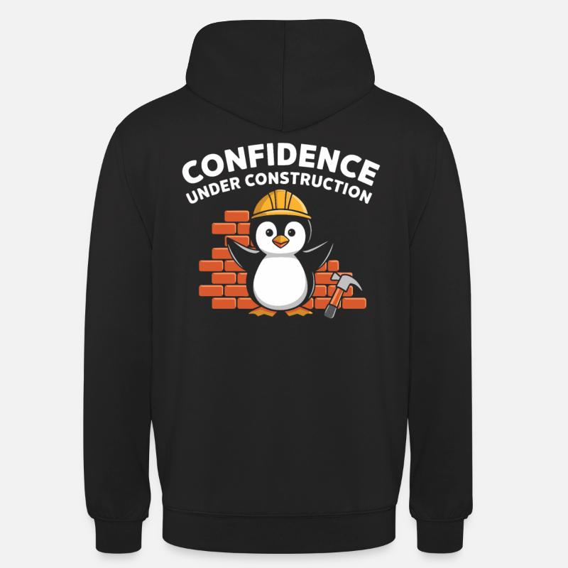 Confidence Under Construction Pinguin Baustelle - Unisex Hoodie - Schwarz