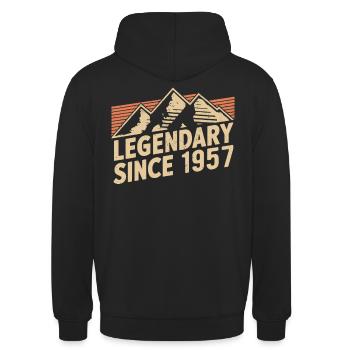 Legendär Seit 1957 Geburtstag - Unisex Hoodie - Schwarz - Hinten - Michal (187cm)