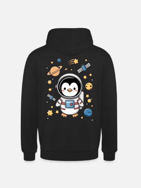 Space Penguin Adventure Astronaut - Unisex Hoodie - black
