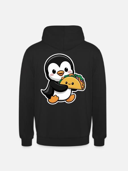 Cute penguin with taco - Unisex Hoodie - black