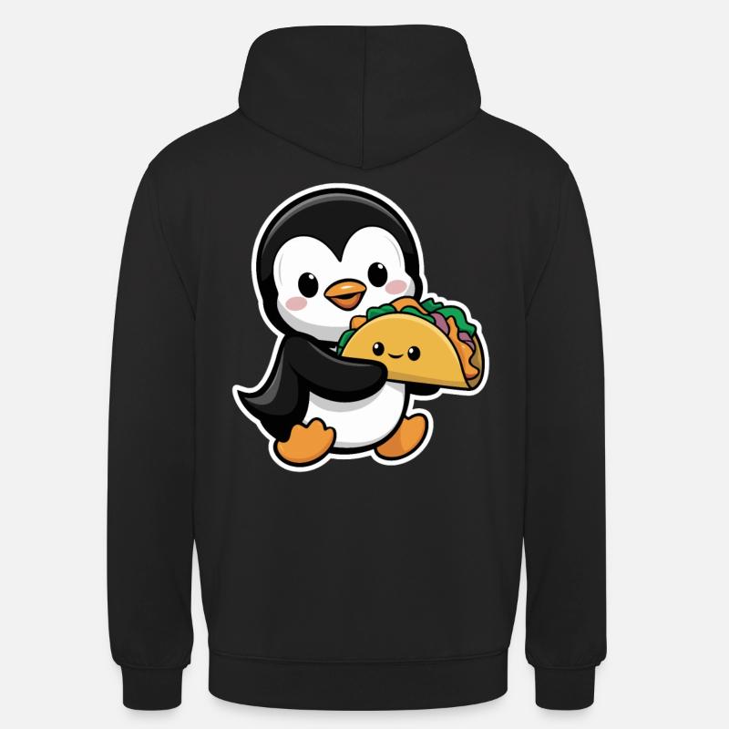 Pingouin mignon avec taco - Sweat-shirt à capuche unisexe - noir