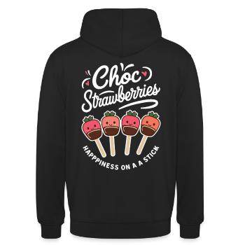 Choco Strawberries - Happiness On A Stick - Unisex Hoodie - black - Back - Michal (187cm)