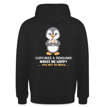 Cupcakes & Pinguine Machen Mich Glücklich - Unisex Hoodie - Schwarz - Hinten - Michal (187cm)