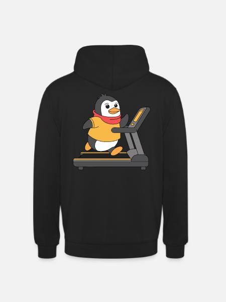 Funny penguin running on treadmill - Unisex Hoodie - black