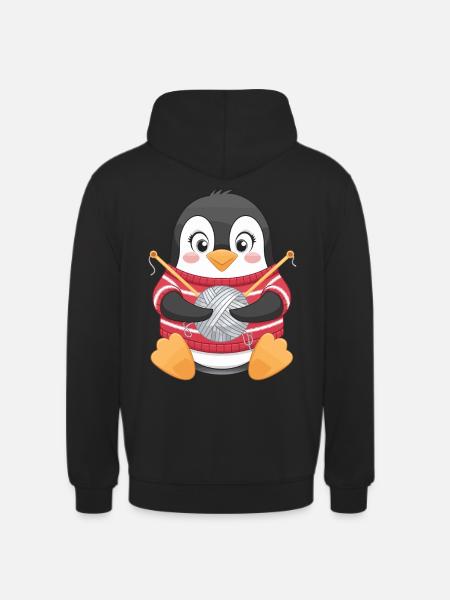 Cute Penguin Knitting Motif - Unisex Hoodie - black