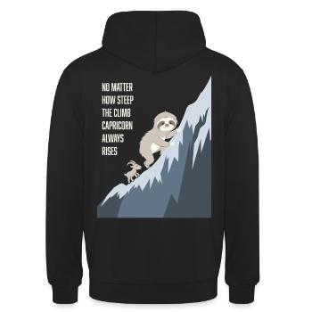 Steep Climb Capricorn Sloth Always Rising - Unisex Hoodie - black - Back - Michal (187cm)