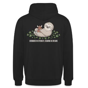 Paresse : Enraciné dans la force, - Sweat-shirt à capuche unisexe - noir - Dos - Michal (187cm)