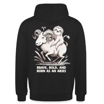 Audacieux, audacieux et né comme un Bélier - Bélier Zodiac - Sweat-shirt à capuche unisexe - noir - Dos - Michal (187cm)
