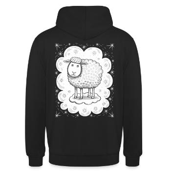 Mouton de rêve sur le nuage - Évasion ludique - Sweat-shirt à capuche unisexe - noir - Dos - Michal (187cm)