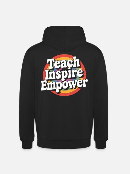 Teacher Inspire Empower Rainbow Style - Unisex Hoodie - black