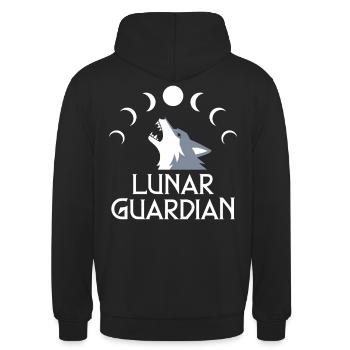 Lunar Guardian Wolf Und Mondphasen - Unisex Hoodie - Schwarz - Hinten - Michal (187cm)