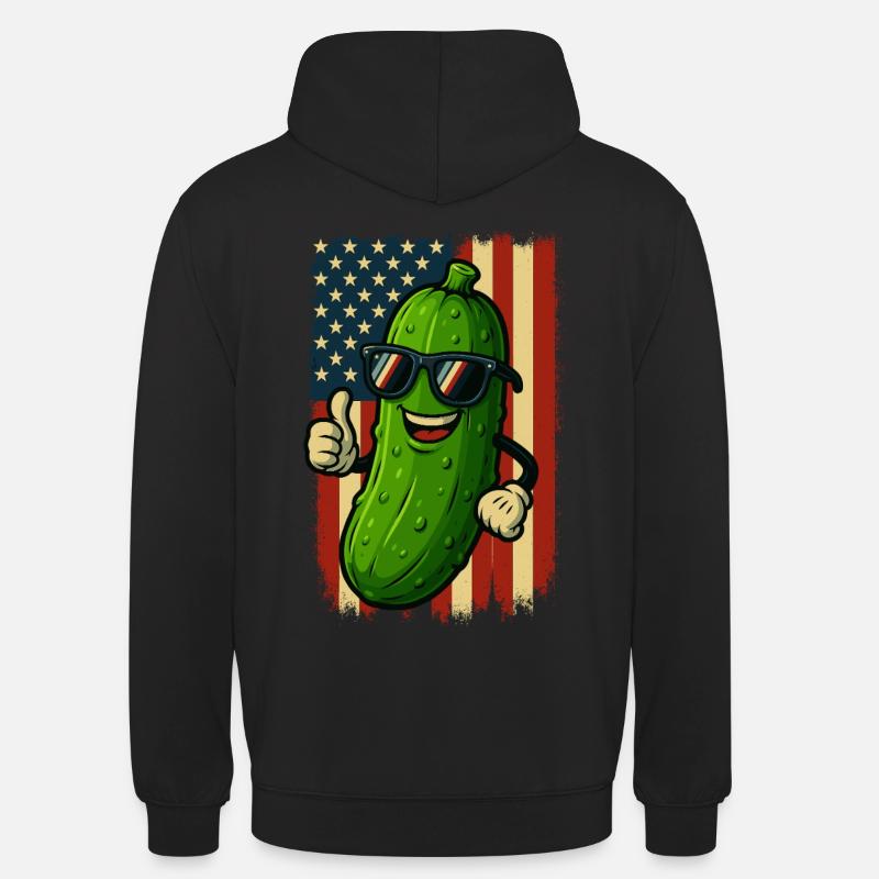 États-Unis Patriotic Concombre Pouces Levés Fun - Sweat-shirt à capuche unisexe - noir