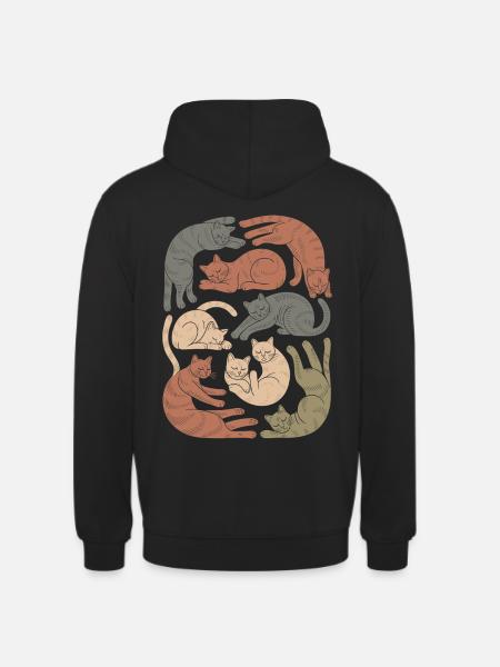 Relaxed Boho Cat Pattern - Unisex Hoodie - black
