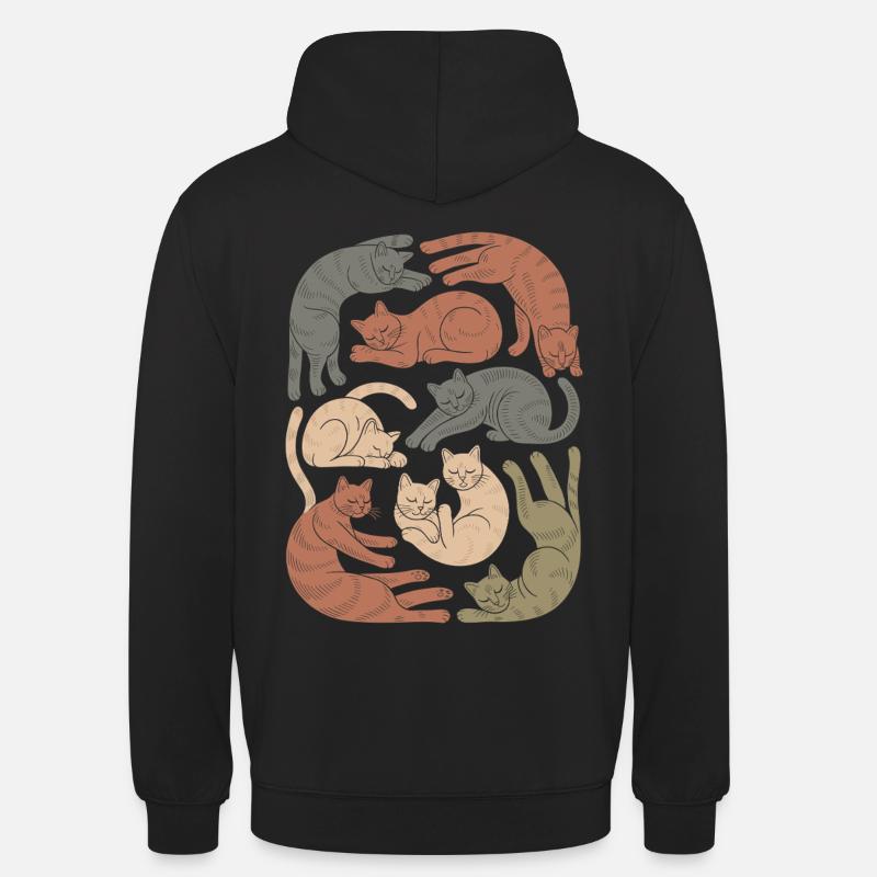 Entspannte Boho Katze Muster - Unisex Hoodie - Schwarz