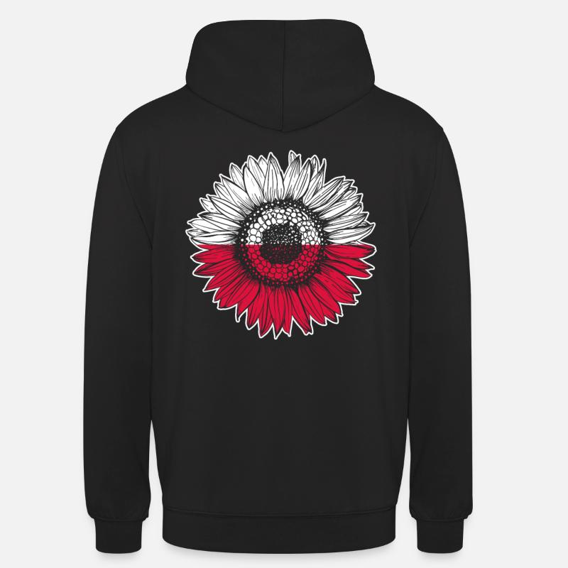 Pologne Drapeau Tournesol - Sweat-shirt à capuche unisexe - noir