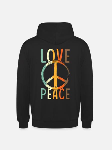 Love Peace Friedenszeichen - Unisex Hoodie - Schwarz