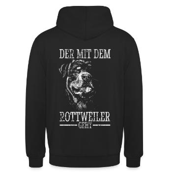 Rottweiler Rottie Papa Vater Mann Gassi Dad - Unisex Hoodie - Schwarz - Hinten - Michal (187cm)
