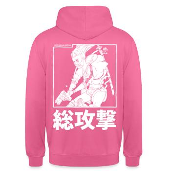 Victoria en action - Sweat-shirt à capuche unisexe - rose - Dos - Michal (187cm)