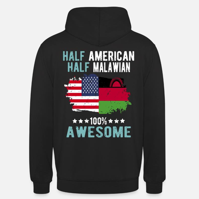 Moitié américain moitié Malawi - Sweat-shirt à capuche unisexe - noir